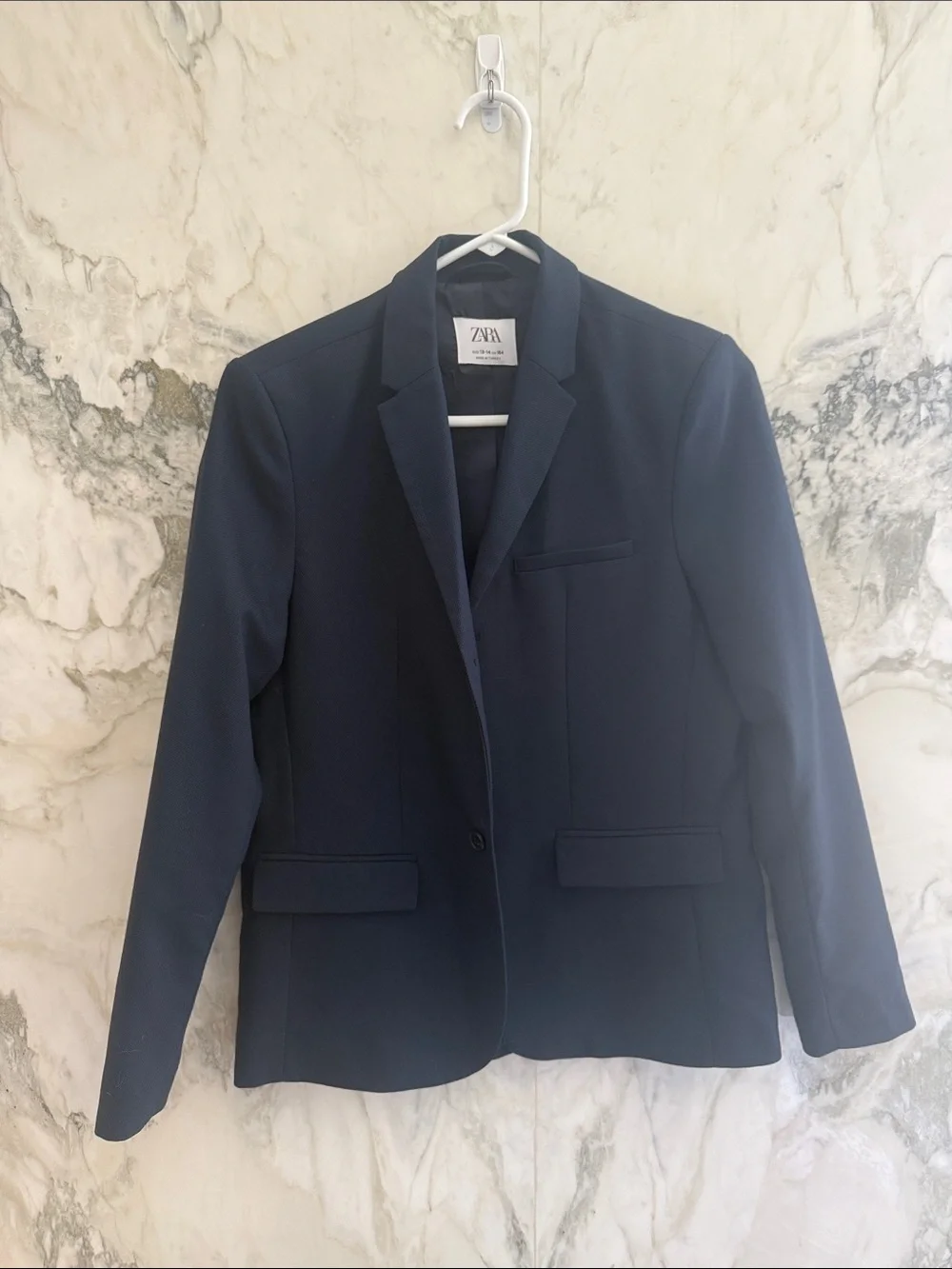 ZARA Navy Single-Button Kids Blazer
